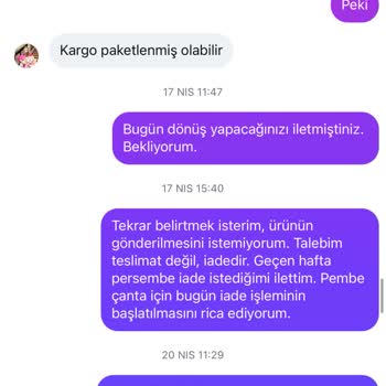 Shopier Üzerinden Satın Alınan Çanta Teslim Edilmedi Ve İade Yapılmadı
