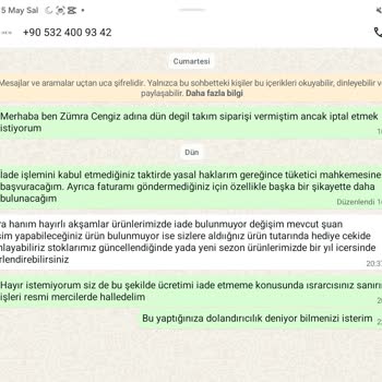 İptal İsteğim Görmezden Gelindi, Yanlış Beden Ve Fiş/Fatura Yok, İade Reddedildi