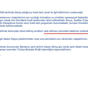 Yıllık Kart Üyelik Ücreti Haksızdır, İptal Ve İade Talebi