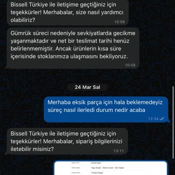 Bissell Yıkama Başlığı Parça Tesliminde Uzun Gecikme Ve Açıklama Eksikliği