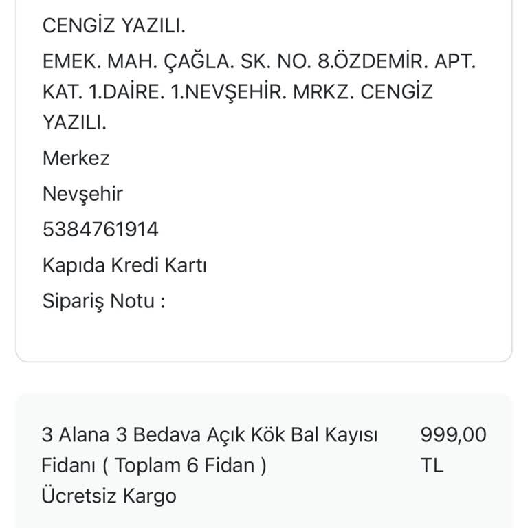 Yarım Kalan Fidan Teslimatı Ve Cevapsız İletişim