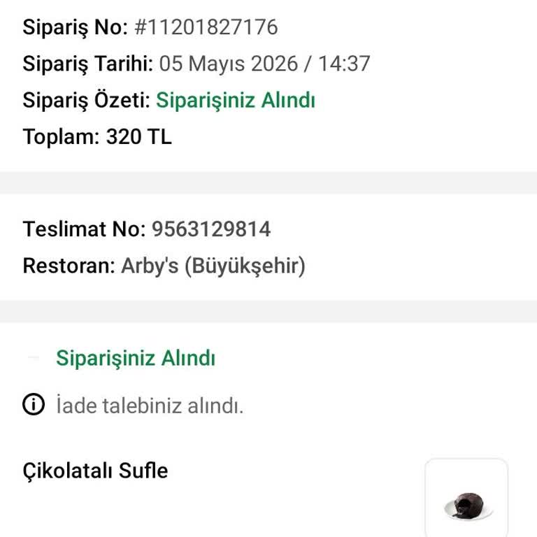 Teslim Edilmeyen Siparişin Ücret İadesi Talebi