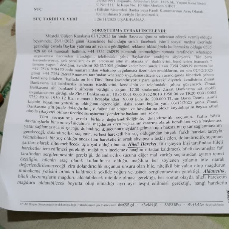 Ziraat Bankası Siirt Şubesinde Hesap Kapatılması Ve İtibar Zedelenmesi
