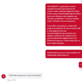 HyperX Pulsefire Haste 2 Wireless Mouse’da Kablolu Bağlantı Çalışmıyor Ve Kablosuz Takılma Sorunu