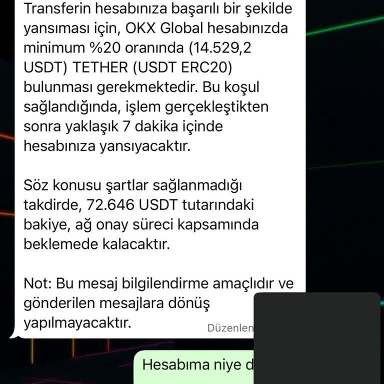 OKX Çekim İşlemi Onaylanmadı Ve %20 Teminat Talep Edildi