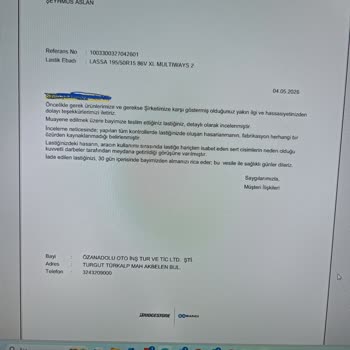 Lassa Multiways 2 Yanak Şişmesi Garanti Reddi Ücret İadesi Talebi