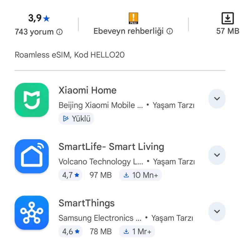 Android'de 360 S10 Robot Süpürge Kontrol Uygulaması Bulunamıyor