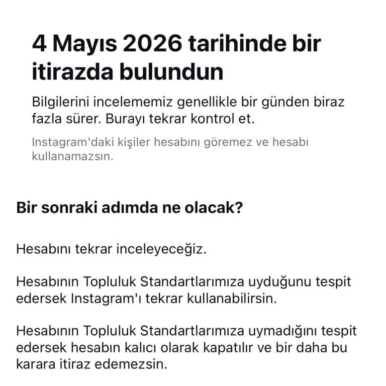 Uyarı Almadan Askıya Alınan Kişisel Instagram Hesabımın Hemen Açılmasını Talep Ediyorum