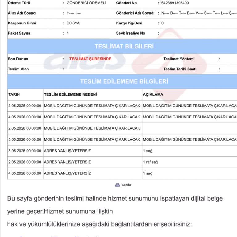 Adres Doğru Olmasına Rağmen Kargo Teslim Edilmiyor