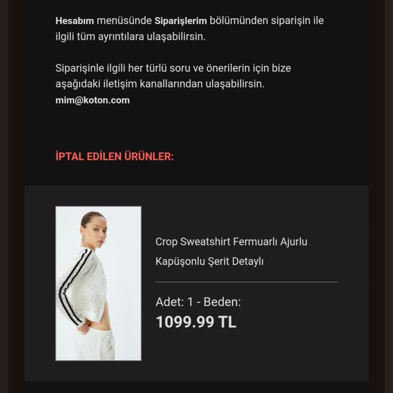 Stokta Var Gösteren Sweatshirt Siparişi İptal Edildi, Müşteri Mağdur