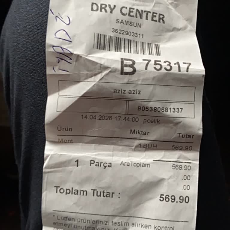Dry Center Piazza Avm'de Kuru Temizleme Sonrası Montta Renk Bozulması Ve Ayıplı İade