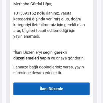 Önerilen Kategori Nedeniyle Doping Ücretlerinin İadesi Ve İlanın Yeniden Yayına Alınması