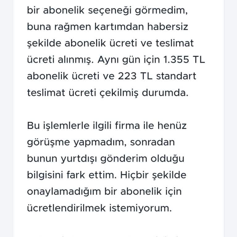 Onaysız Abonelik Ve Teslimat Ücretinin İadesi