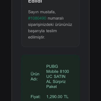 Oyundinar'dan Aldığım 8100 UC Paketi İçin Eksik UC Teslimi Ve Yanıltıcı Bilgi Şikayeti