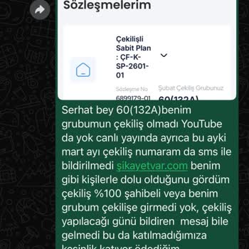 Aylık Kura Katılımı Sağlanmadığı İçin Sözleşme İhlali Ve Ücret İadesi