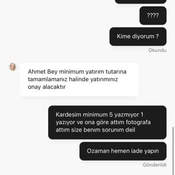 Minimum Yatırım Tutarı Çelişkisi Ve İade Talebi