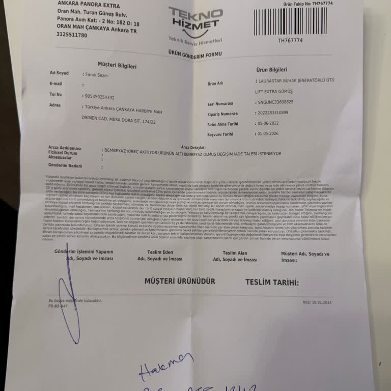 Uzun Servis Bekleme Süresi Ve Sürekli Arızalar Nedeniyle Ütünün Değişimini Talep Ediyorum