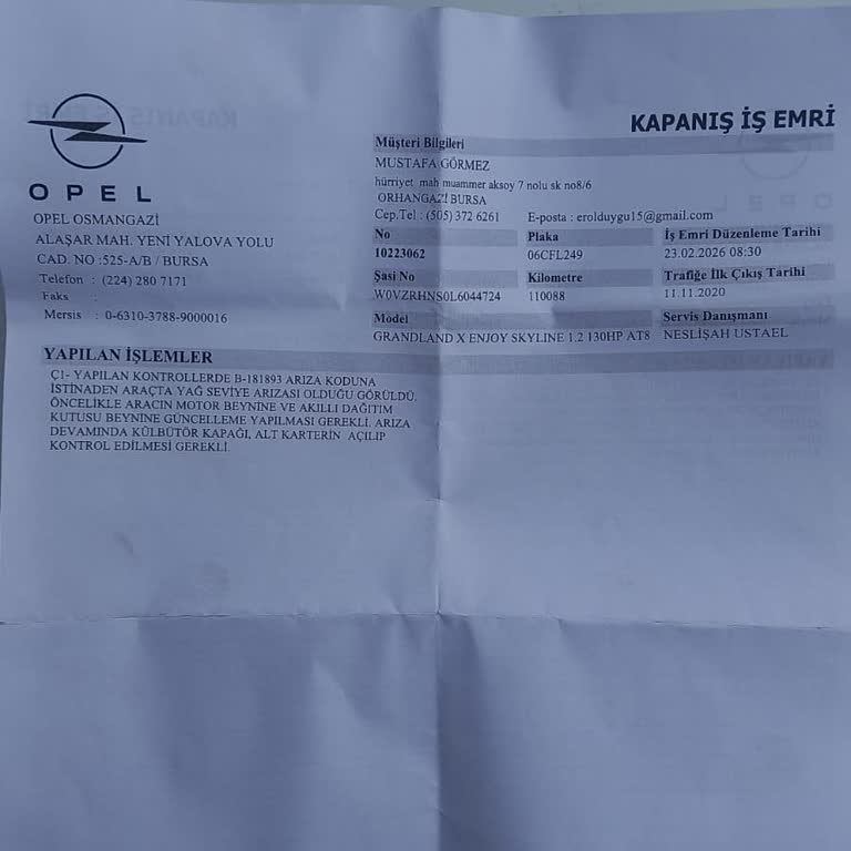 Yetkili Servisin Yağ Değişiminde Karter Temizliği Yapmaması Ve Masrafı Karşılaması Gerekiyor