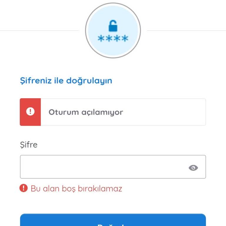 Şifre Sıfırlama Olmayan Kazandırio Uygulamasına Girişte Problemler