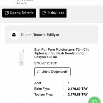 Ürün Gönderilmedi, 2.179,69 TL İade Bekliyorum