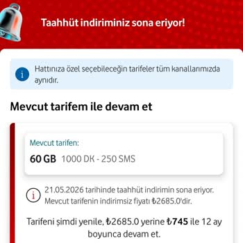 Vodafone Kırmızı Fırsat 2025 Tarifi Taahhüt Sonrası Fiyat Artışı Şikayeti