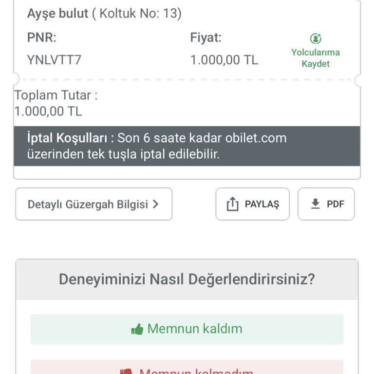Obilet’te Katı Kurallar Nedeniyle Bilet Değişikliği Reddedildi