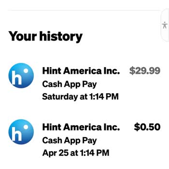 Unauthorized Charge From Hint America