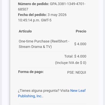 ReelShort no refleja recarga pagada por PSE, exijo solución