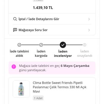 Eksik Gönderilen Termos Ve Uzayan İade Süreci