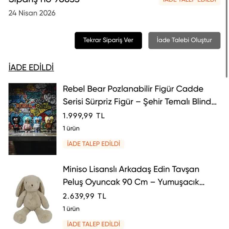 Miniso Online’da 11000 TL İade Gecikmesi Ve Sipariş İptali Sorunu