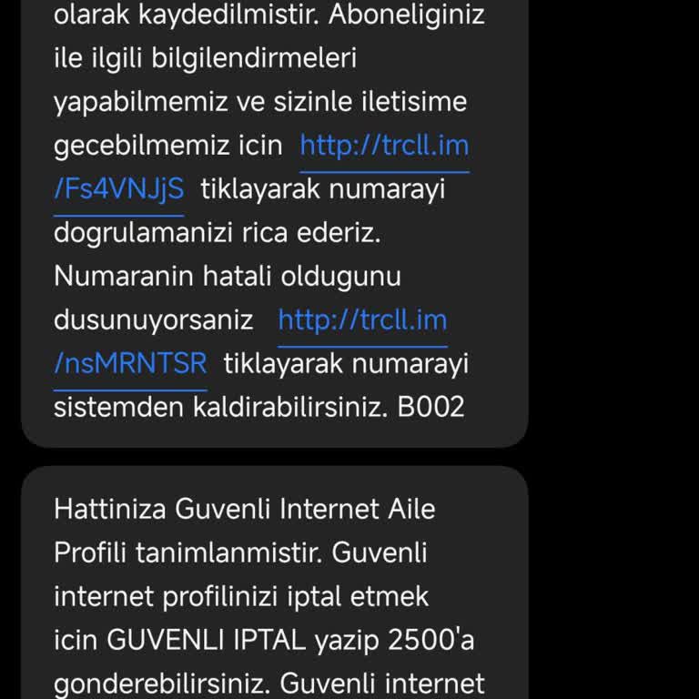 Türk Telekom Numaramın Turkcell Sistemi Tarafından Yanıltıcı Borç SMS’lerine Eklenmesi