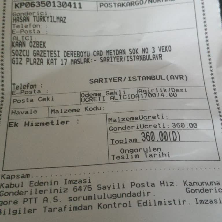 Sarıyer Kargo Dağıtımında Sürekli İki Günlük Gecikmeler Teslimatı Aksatıyor
