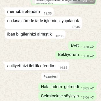 İade Ve Kargo Ücreti Geri Ödenmedi, Firma Cevapsız