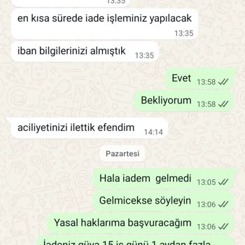 İade Ve Kargo Ücreti Geri Ödenmedi, Firma Cevapsız