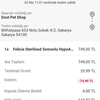 Yemeksepeti Üzerinden Eksik Teslim Ve İade Edilmemiş 711,09 TL
