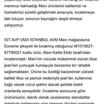 Jean Pantolonun Kısa Sürede 2 Beden Bollaşması İade Talebi
