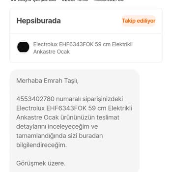 Hasarlı Ankastre Ocak Teslim Edilmedi Hızlı İade Ve Değişim Talebi