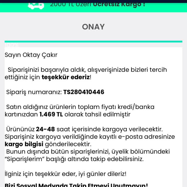 Gönderilmeyen Sipariş, Geri Dönüşsüz İletişim Ve İptal İade Talebi