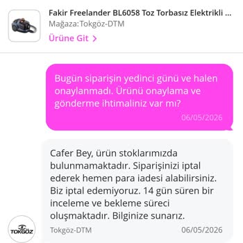 Stok Olmadığı Bildiriminin Gecikmesi Ve Sipariş İptali