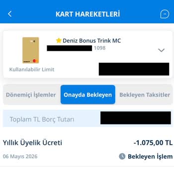 Denizbank Yıllık Kart Aidatı Ücretinin İadesi Talebi