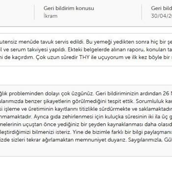 Uçuşta Glutensiz Tavuk Yemeği Nedeniyle Gıda Zehirlenmesi Ve Şikayet Reddi