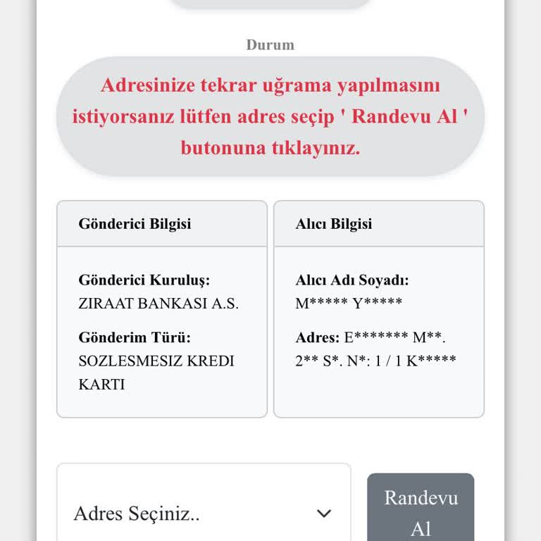 Kredi Kartım Teslim Edilmedi Ve “Adreste Kimse Yok” Notu Yanıltıcı