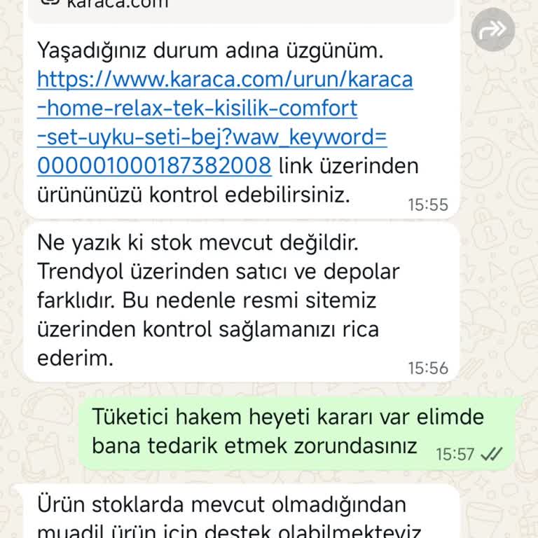 Karaca Home Tüketici Hakemi Kararına Rağmen Ürün Değişimini Reddetti