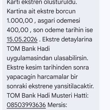 Hatalı Bilgilendirme Nedeniyle 1.000 TL Kart Aidatı İadesi Talebi