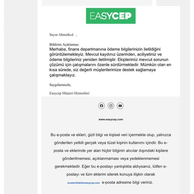 EasyCep 2 Aylık İade Ücreti Gecikmesi Ve İletişim Sorunu