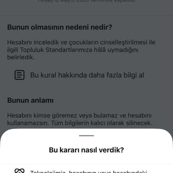 Çocuk Suiistimali İddiası Nedeniyle Yanıltıcı Hesap Kapatma Kararı