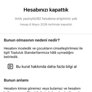 Çocuk Suiistimali İddiası Nedeniyle Yanıltıcı Hesap Kapatma Kararı