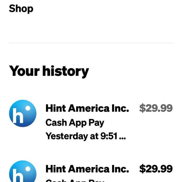 Unauthorized Charges By Hint America Inc