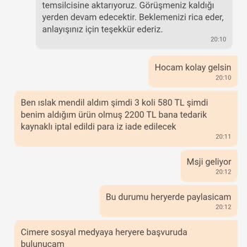 Teslimat Günü Yaklaşırken Tedarik Kaynaklı İptal Bildirimiyle Mağduriyet