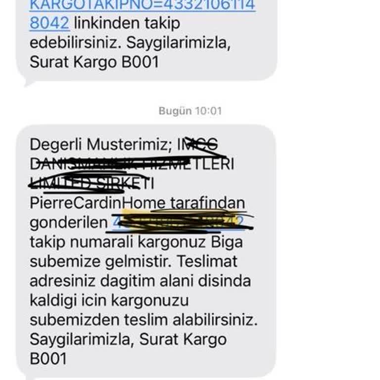 Sürat Kargo Biga Şubesinde Mahalleye Teslimat Yapmıyor